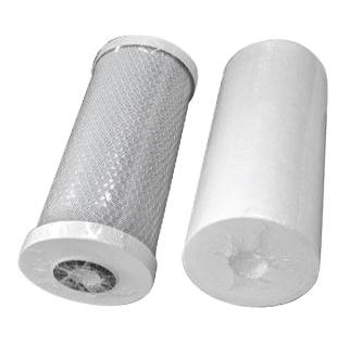 Two 10 inch white water filters angled from top view