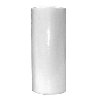 Short 10 inch white sediment filter from front