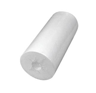 Short 10 inch white sediment filter angled from side